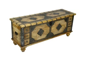 Hand Made Rustic Brass Wooden Chest Box  - Picture 1 of 5