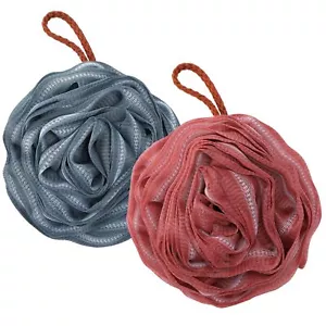 Shower Loofah Bath Sponge Rose Shape Exfoliating Pouf for Body Wash 2 Pack - Picture 1 of 7