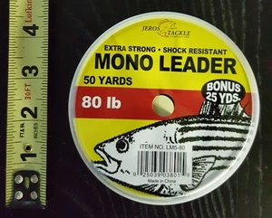 Bonus 25 Yards Extra Strong Shock Resistant Mono Leader 80lb 50-Yards Clear, New - Picture 1 of 1