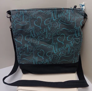 Turquoise/Black/Dark Gray Fabric Crossbody Purse Hippie Messenger Cloth Hipster - Picture 1 of 8