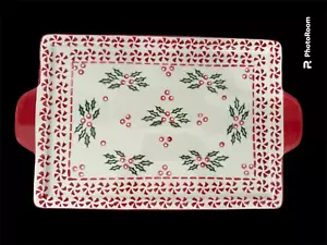 Temptations By Tara Peppermint Holly Serving Platter Tray Christmas 15” x 9.5 - Picture 1 of 5
