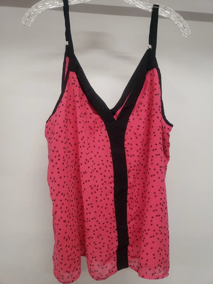 Camiseta sin mangas Baby Phat para mujer 2X rosa negro estrellas correa de espagueti Foto 1 de 4