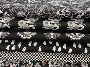 Alli K for Moda Noir Cotton Fabric by 1/4 Metre* Halloween Various Designs - Picture 1 of 12
