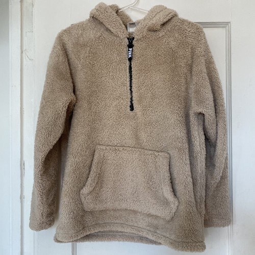 UNDERCOVER Felpa con cappuccio ROSA Victoria's Secret Tan Varsity Fleece Sherpa mezza zip pullover XS