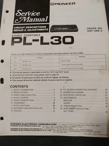 Pioneer PL-L30 PL-L33 Turntable Service Manual Original - Picture 1 of 3