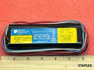 413-C-TC-P Universal Rapid Start Ballast One Lamp 120V F40W F30W T12/RS - Picture 1 of 2