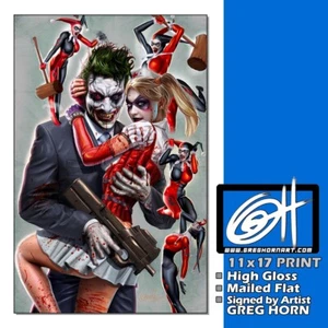 Harley Quinn & Joker 11x17 Print Signed by Artist Greg Horn - Picture 1 of 1