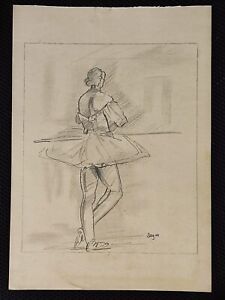 EDGAR DEGAS  Drawing on paper (Handmade) signed and stamped vtg art