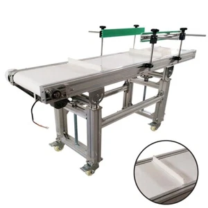 59" x 11.8" Electric Belt Conveyor PVC Belt with Baffle Adjustable Height Speed - Picture 1 of 22