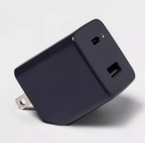 Dual Port 25W USB-A and USB-C Wall Charger - heyday Dusk Blue Quick charge - Picture 1 of 3