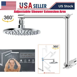 Adjustable Height Solid Brass Shower Head Extension Arm W/ DIY Leak Repair Kit - Picture 1 of 15
