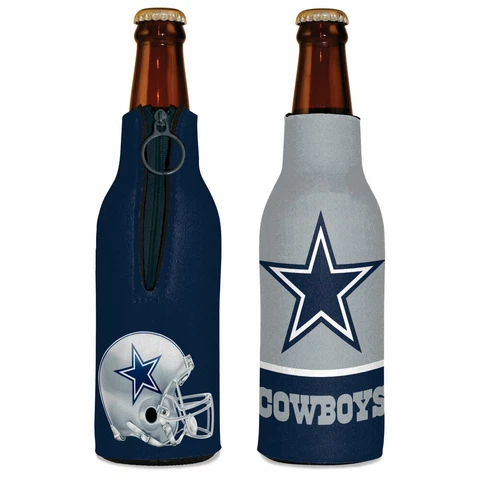 DALLAS COWBOYS 2 SIDED BOTTLE HOLDER COOZIE KOOZIE COOLER WITH ZIPPER Cover