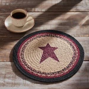 Connell 12" UNTERSETZER Baumwolle Country Americana Primitive Star schwarz burgund - Bild 1 von 5