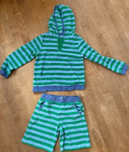 Strand Set Frottee Tchibo Kapuzenshirt kurze Hose Shorts blau grün Gr. 134-140 - Bild 1 von 3