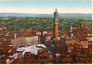08089 Postkarte Siena (SI) Piazza del Palio und Panorama - Bild 1 von 2