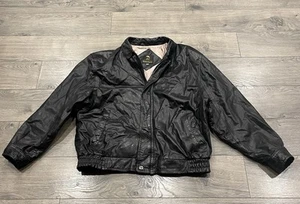 Vintage Neiman Marcus Leather Men’s Jacket 44R Full Zip Coat Black - Picture 1 of 10
