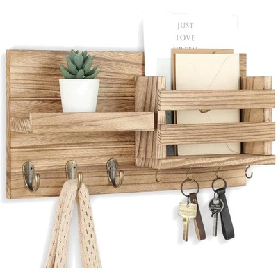 Mail Organizer for Wall Mount – Key Holder with Shelf Includes Letter Holder ... - Image 1 of 4