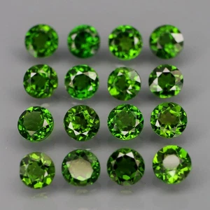 Redondo 4 mm. ¡Buen color! Diópsido cromado verde superior ruso natural 16 piezas/5,00 quilates - Imagen 1 de 6