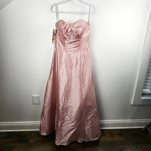 NWT Alfred Angelo Petal Pink Strapless Gown Size 12 Bridesmaid MOH Soft Girl - Picture 1 of 7