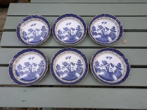 6 x Booths Real Old Willow Soup / Cereal Bowl with Gold Gilt Trim - 7 ¼" - Picture 1 of 11