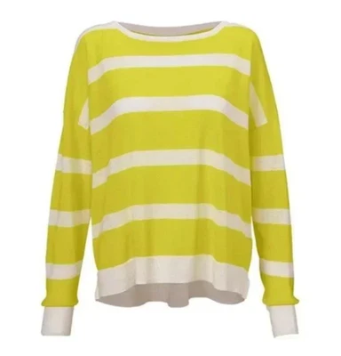 Cabi 5958 HAPPY HOUR PULLOVER Linen Blend Sweater Top YELLOW/WHITE STRIPES sz M - Image 1 of 4