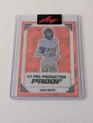 2024 Leaf Metal Football Pre-Production Proof 1/1 - Crystal - Travis Hunter - Image 1 of 2