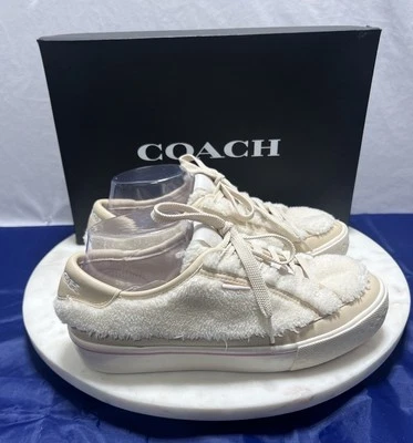 Coach CitySole Shearling Platform Sneakers Shoes Natural Chalk Women Size 8 Box - Image 1 of 4
