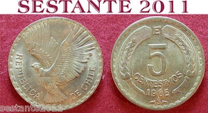 B39 CHILE CILE 5 CENTESIMOS CENTESIMI 1965 KM# 190  - Picture 1 of 1