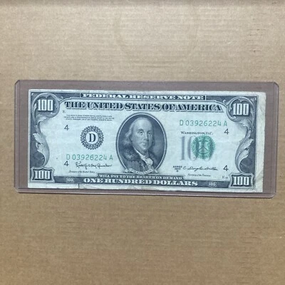 1950 D $100 dollar bill offcenter - Image 1 of 2