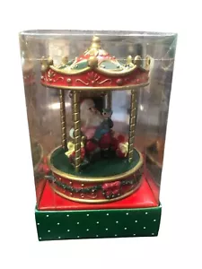 Vintage Weihnachtsmann mit Kindern Bradford Karussell Ornament Gold Rot Grün in Box 4 Zoll - Bild 1 von 10