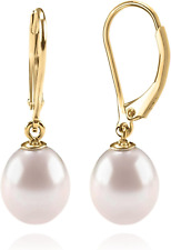 Handpicked AAA+ Quality Freshwater Cultured Pearl Earrings Leverback Dangle Stud