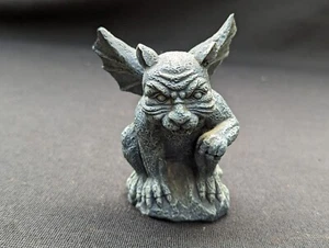 3.5" Blueish Cat Feline Tiger Medieval Winged Gargoyle Statue Figurine Resin - Picture 1 of 5