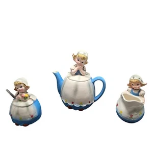 Vintage Lefton "Dutch Girl" 2698 Teekanne mit Zucker und Milchkännchen Set - Bild 1 von 24