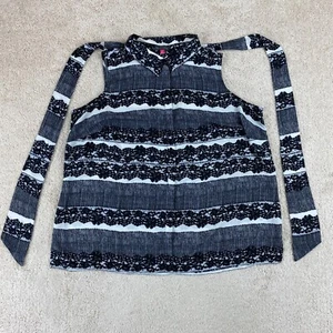 Vince Camuto Tank Top Womens Plus Size 1X Black White Sleeveless Collared Casual - Picture 1 of 9