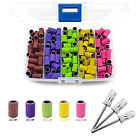 250 Pcs Professional Sanding Bands with 3 Mandrels for Nail Drill 5 Color Coarse