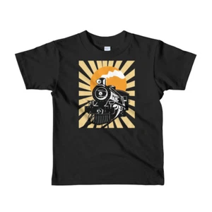 Train Shirt for Boys | Kids Train Shirt | Retro Vintage Locomotive Steam Engine - Picture 1 of 4