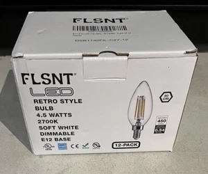NEW 12Pack Dimmable Retro Bulb E12 LED 40Watts 410 Lumens 2500K Sunrise White - Picture 1 of 3