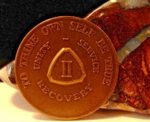 Alcoholics Anonymous AA 2 year Month Bronze Medallion Token chip Coin Sobriety - Picture 1 of 11