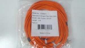 PAck of 4: 3M SC / SC Multimode Duplex 50/125 - Orange Fiber Cable - Picture 1 of 2