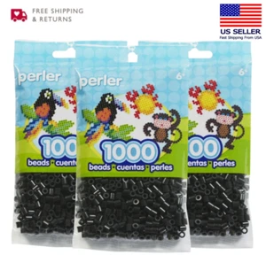 Perler Beads Lotto di 3 Pz 1000 Pezzi Ciascuna, Fusibile Ferro su Artigianale NUOVO in Nero - Foto 1 di 6