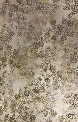 20 “ Gray/ Brown Flowers & Leaves Batik 100% Cotton Fabric - Image 1 of 2