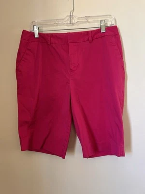 Bermudas Coldwater Creek Calce Natural Talla 8 Fusha Rosa Bolsillos Cinturón Lazos Foto 1 de 4