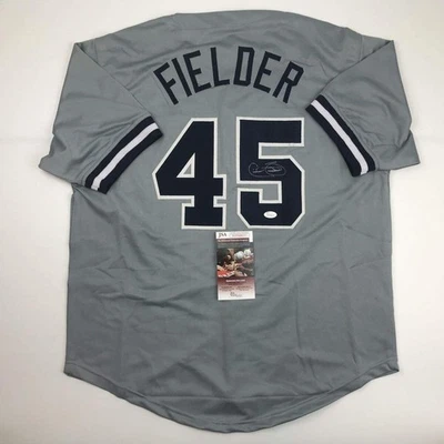 Autographed/Signed CECIL FIELDER New York Grey Baseball Jersey JSA COA Auto - Image 1 of 4