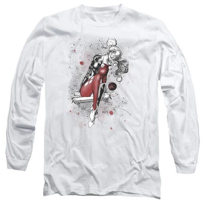 Jla Harley Sketch Mens Long Sleeve Shirt White Officially Licensed - Image 1 of 3