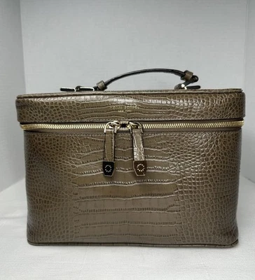 Henri Bendel женщин оливковый зеленый крокодила выбитая кожа путешествий ручки косметики сумка - Изображение 1 из 4