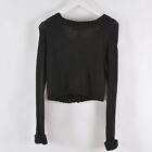 V Ave Shoe Repair Women's Chunky Cardigan Cropped Small S Black Sweater