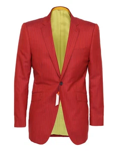 NWT ISAIA NAPOLI BLAZER coat jacket red striped wool 1 button luxury Italy 50 - Picture 1 of 6