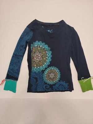 Sudadera Top Desigual Mujer Pequeña Bordada Adornada Artística Bohemia Foto 1 de 4