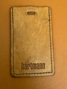 Vintage Hartmann Brown Leather Luggage Id Hang Tag Embossed Logo - Picture 1 of 4