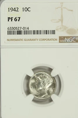 1942 Mercury Dime : NGC PF67  Blazing White - Image 1 of 4